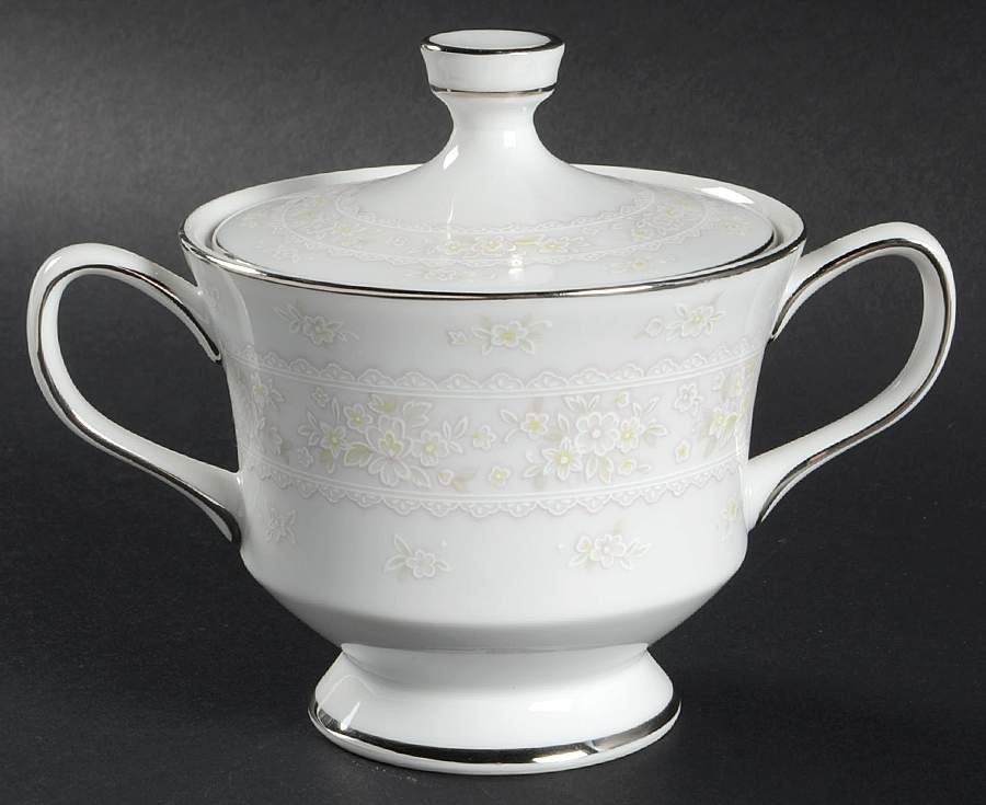 Pink Lace Sugar Bowl & Lid by Sango-1