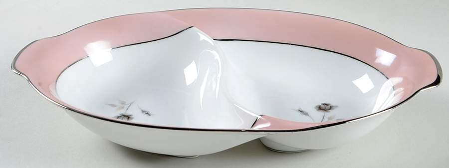 Pink Melody 11" Oval Divided Vegetable Bowl by Sango-1