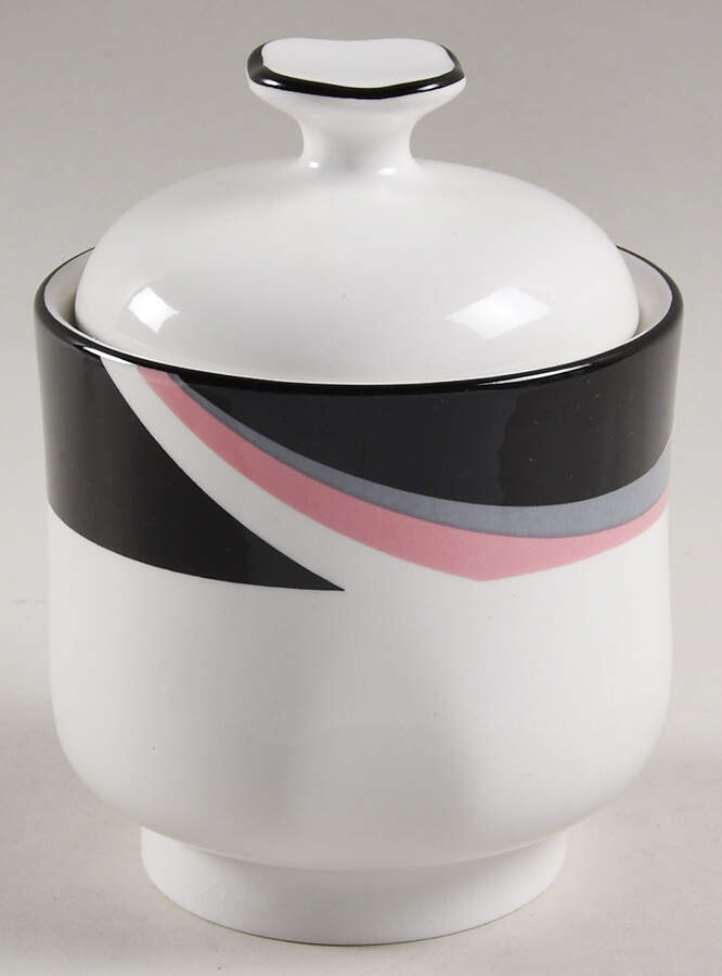 Pinwheel Black Sugar Bowl & Lid by Sango-1