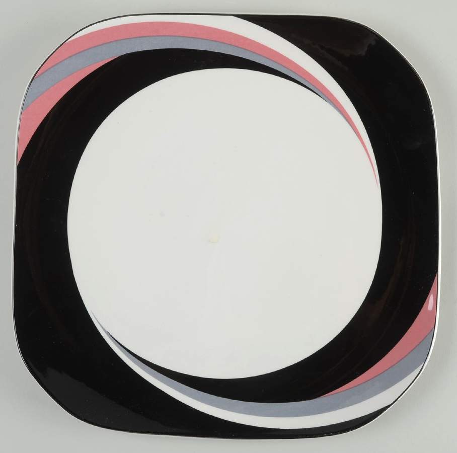 Pinwheel Black 11" Chop Plate (Round Platter) by Sango-1
