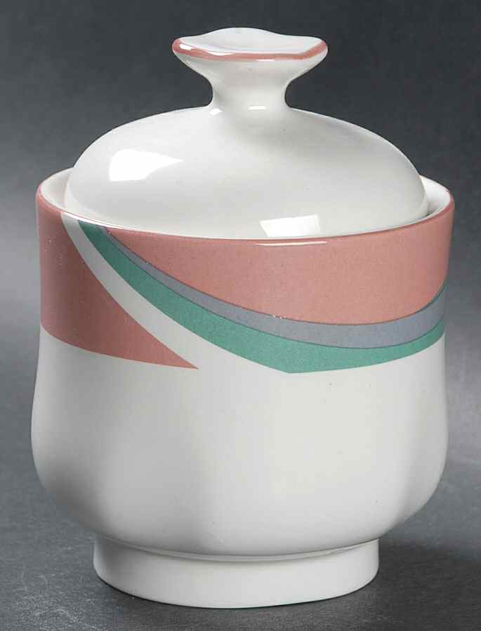 Pinwheel Pink Sugar Bowl & Lid by Sango-1