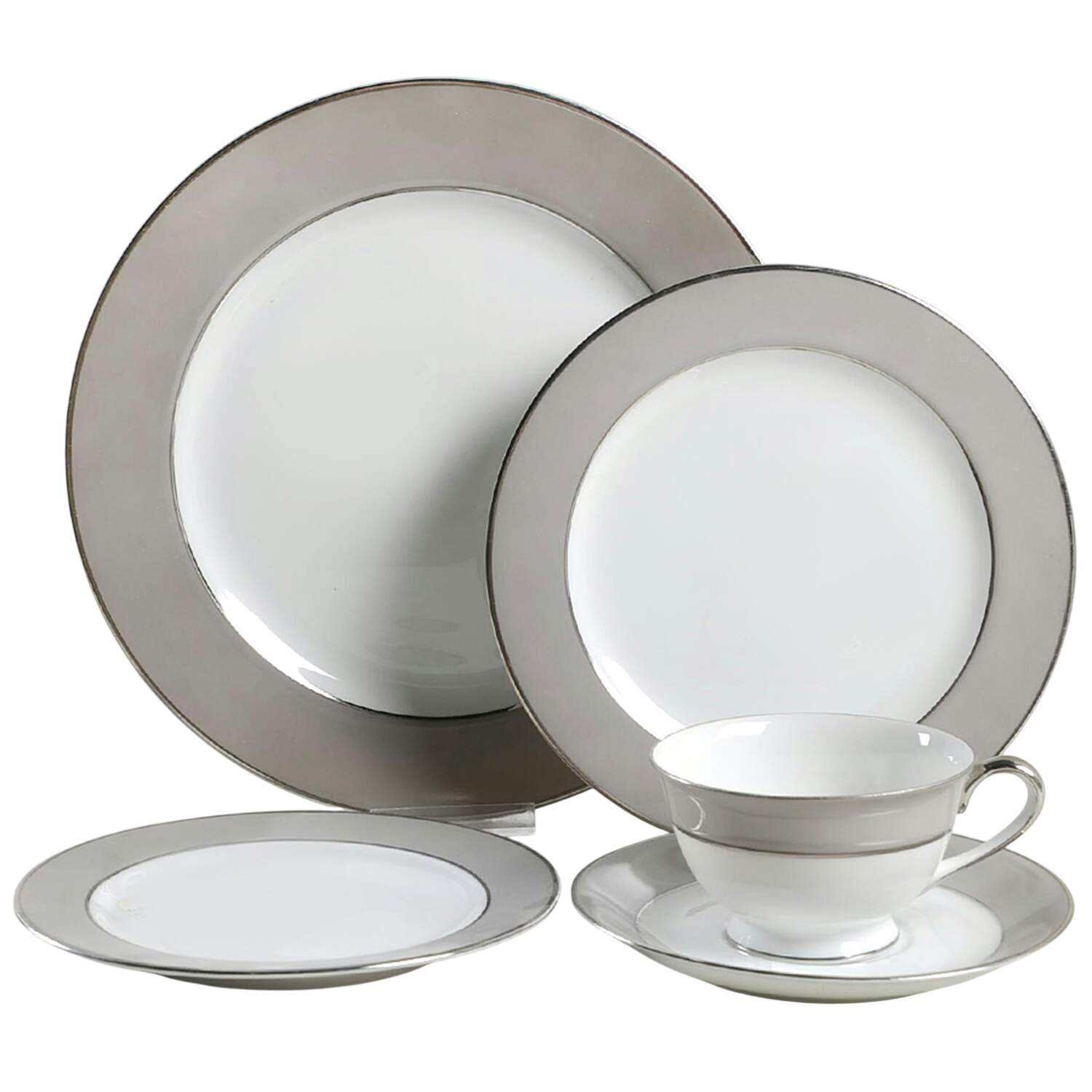 Platina (White with Gray Color Band) 40 Piece Estate Set by Sango-1
