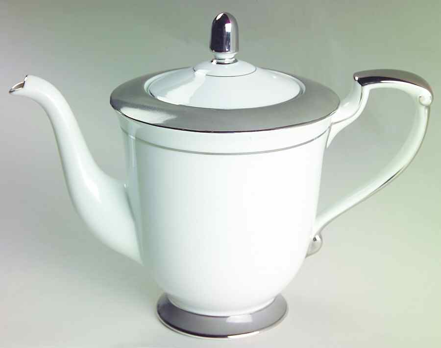 Platina (White with Gray Color Band) Teapot & Lid by Sango-1