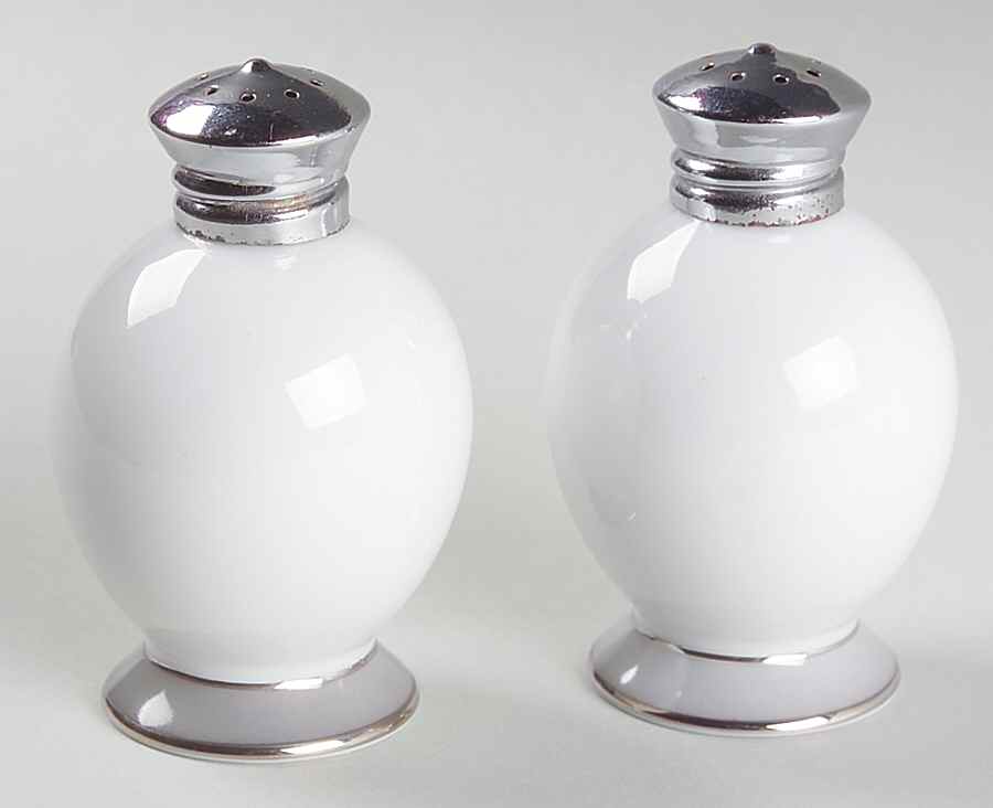 Platina (White with Gray Color Band) Salt & Pepper Set by Sango-1