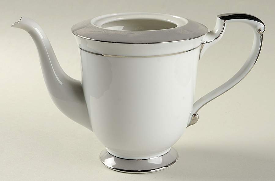 Platina (White with Gray Color Band) Teapot No Lid by Sango-1