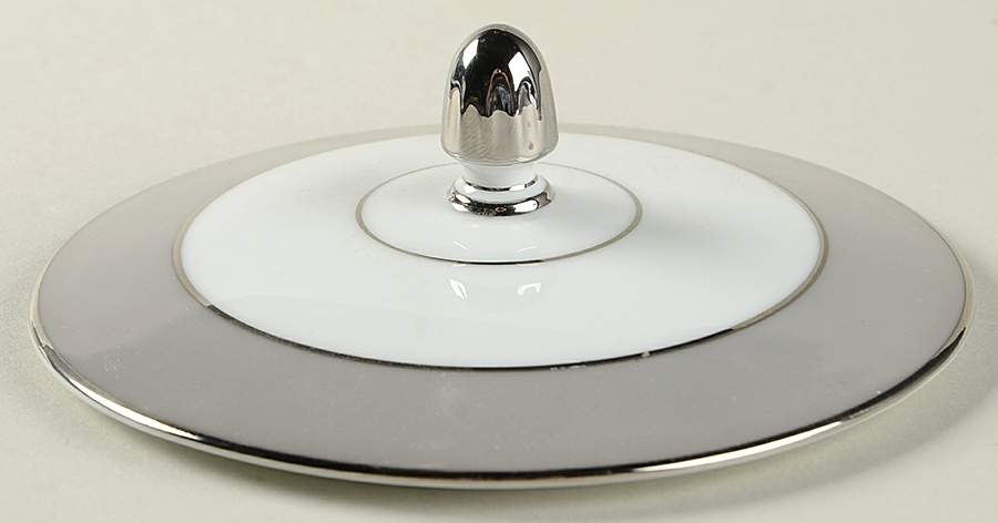 Platina (White with Gray Color Band) Lid for Sugar Bowl by Sango-1