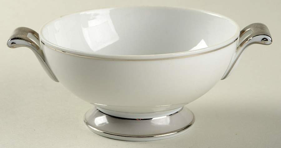 Platina (White with Gray Color Band) Sugar Bowl No Lid by Sango-1