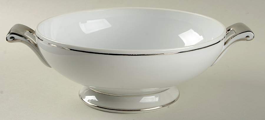 Platina (White with Gray Color Band) Round Vegetable No Lid by Sango-1