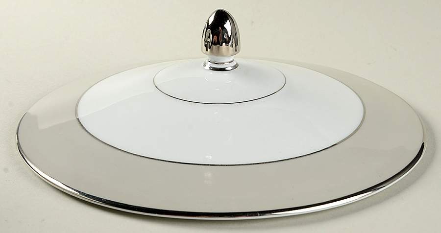 Platina (White with Gray Color Band) Lid for Round Vegetable by Sango-1