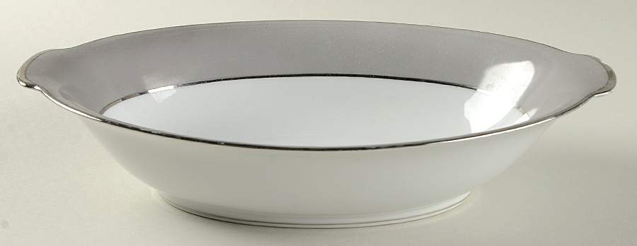 Platina (White with Gray Color Band) 10" Oval Vegetable Bowl by Sango-1