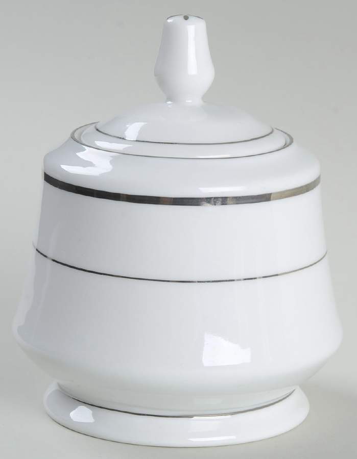 Platina (No Color Band) Sugar Bowl & Lid by Sango-1