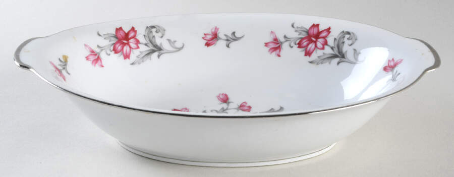 Primrose (No #, Coupe, Platinum Trim) 10" Oval Vegetable Bowl by Sango-1