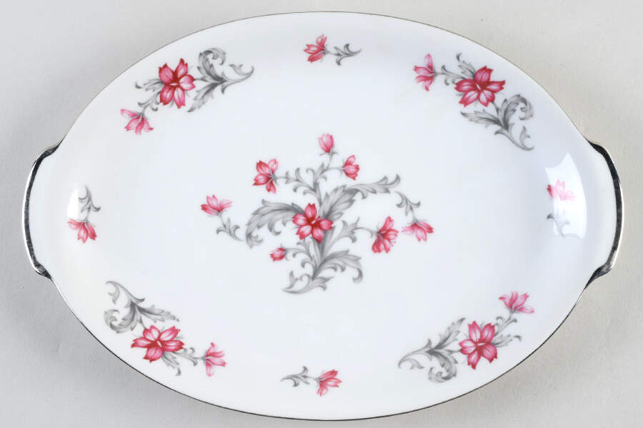 Primrose (No #, Coupe, Platinum Trim) 12" Oval Serving Platter by Sango-1