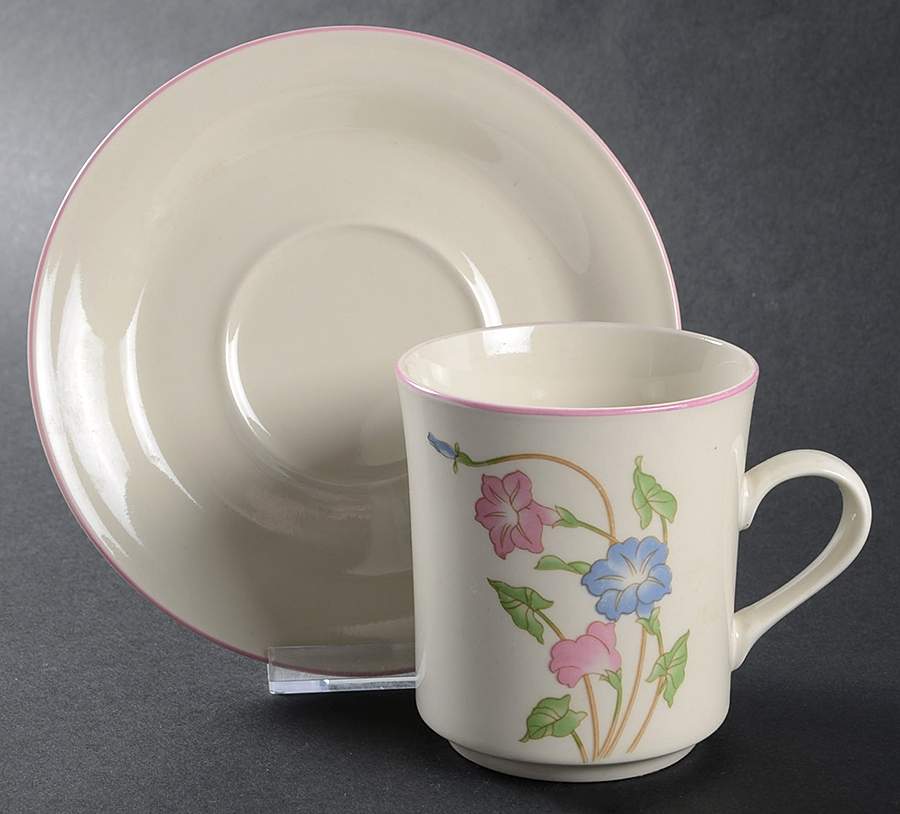 Primavera Flat Cup & Saucer Set by Sango-1