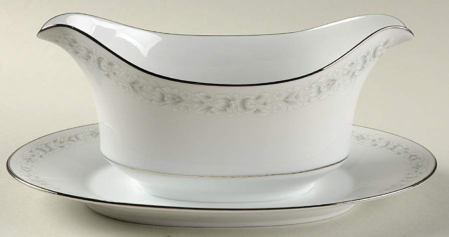 Promenade Gravy Boat with Attached Underplate by Sango-1