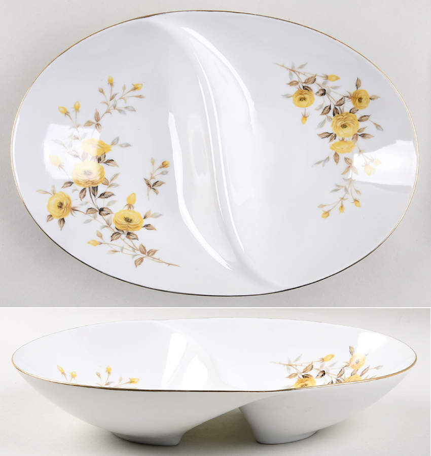 Rambler Rose 11" Oval Divided Vegetable Bowl by Sango-1