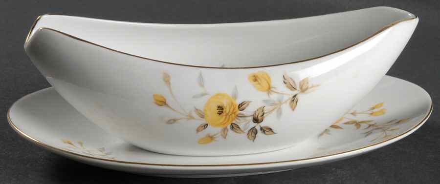 Rambler Rose Gravy Boat & Underplate by Sango-1