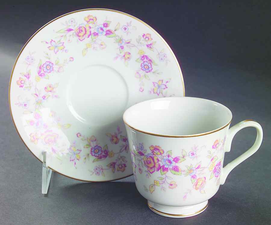 Regency Footed Cup & Saucer Set by Four Crown-1