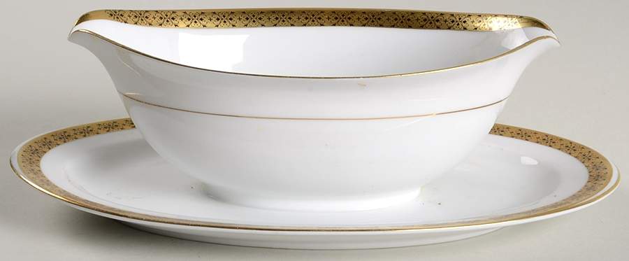 Regency (Imperial Deluxe) Gravy Boat with Attached Underplate by Sango-1