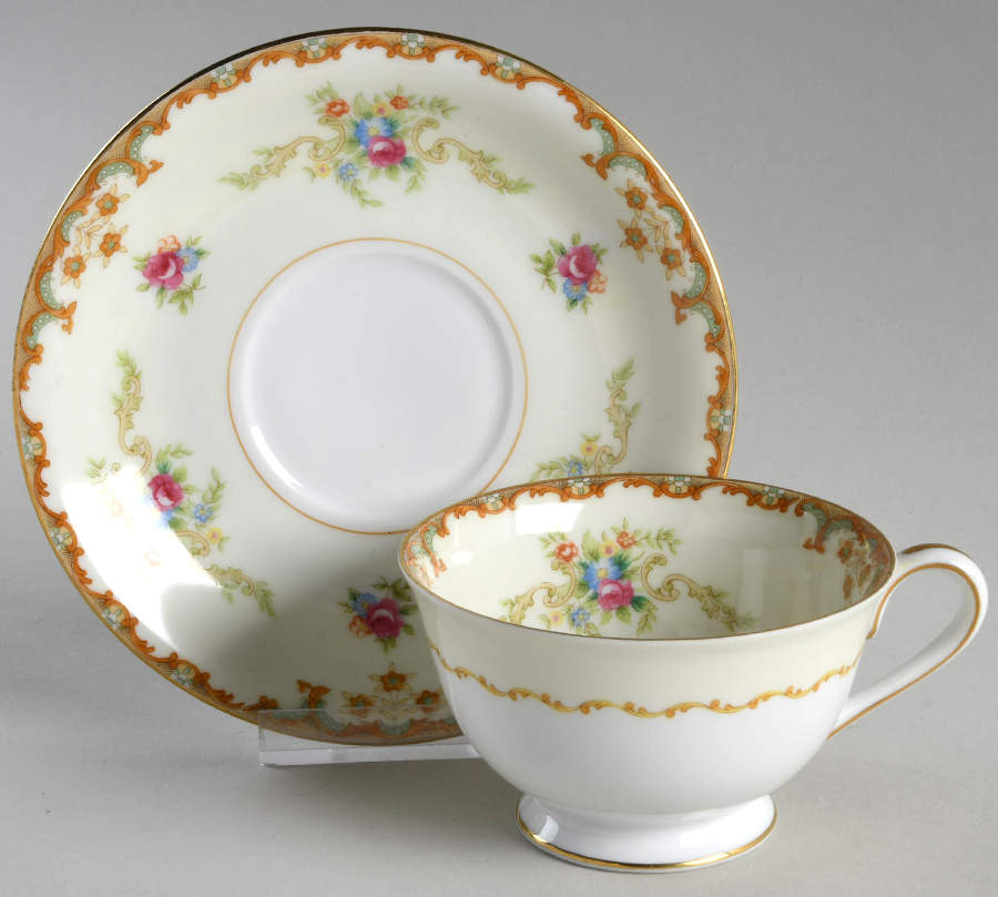 Regal (Gold Trim) Footed Cup & Saucer Set by Sango-1