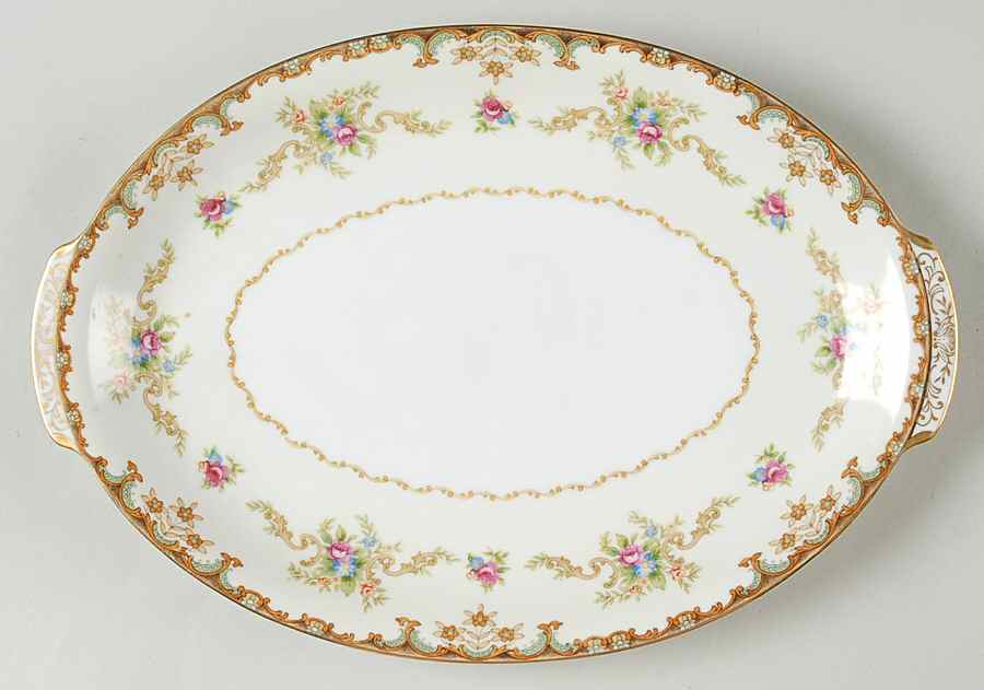 Regal (Gold Trim) 12" Oval Serving Platter by Sango-1