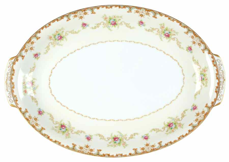 Regal (Gold Trim) 15" Oval Serving Platter by Sango-1