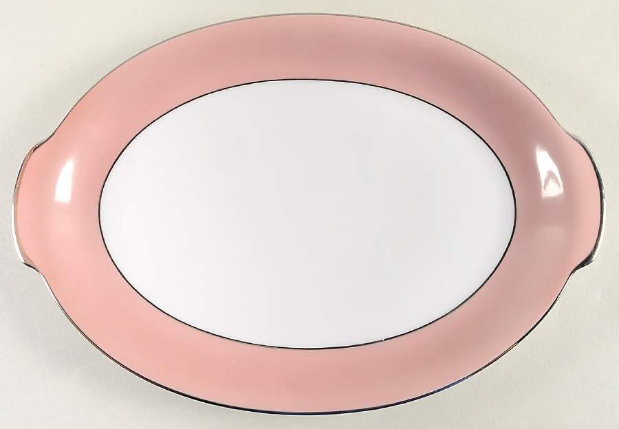 Rhapsody (No #, Pink Band) 12" Oval Serving Platter by Sango-1