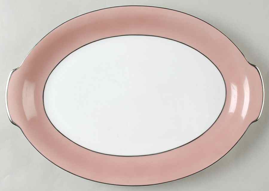 Rhapsody (No #, Pink Band) 14" Oval Serving Platter by Sango-1