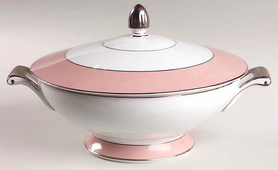 Rhapsody (No #, Pink Band) Round Covered Vegetable by Sango-1