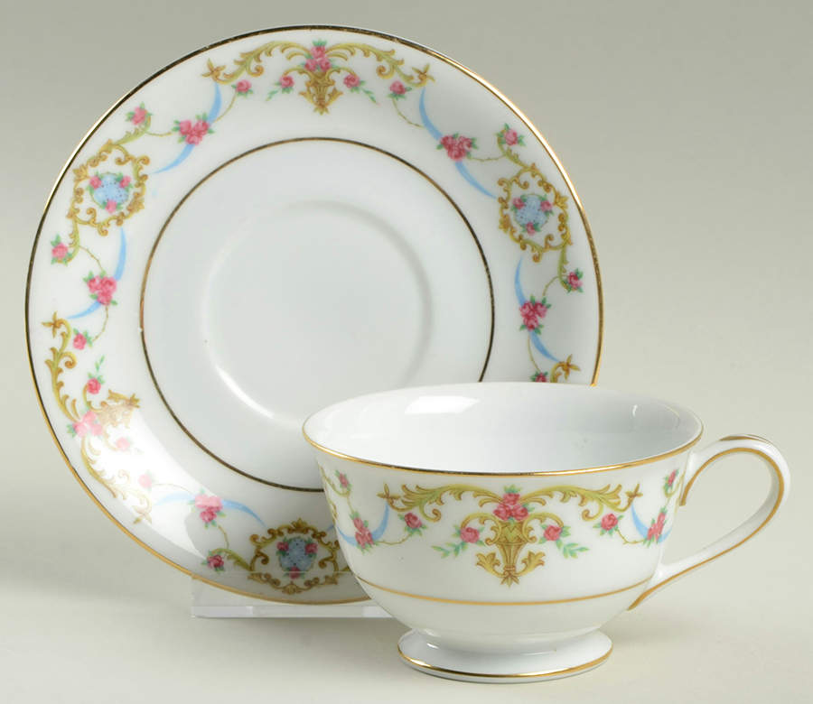 Rococo Footed Cup & Saucer Set by Sango-1