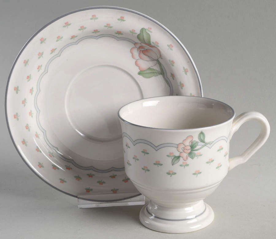 Rose Chintz Footed Cup & Saucer Set by Sango-1