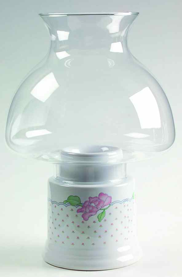 Rose Chintz Hurricane Lamp & Globe by Sango-1