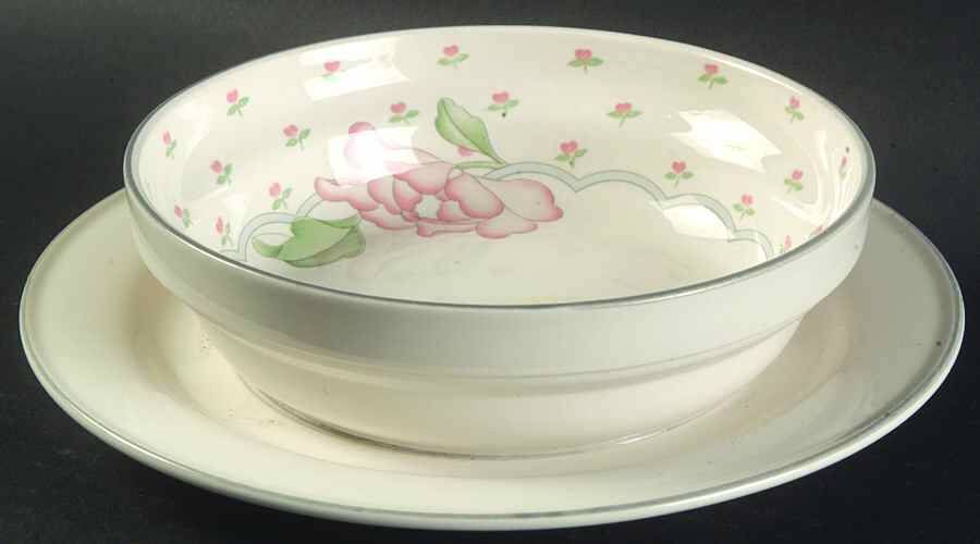 Rose Chintz Gravy Boat with Attached Underplate by Sango-1