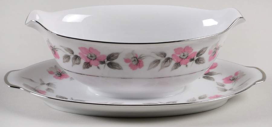 Rosalinda Gravy Boat with Attached Underplate by Sango-1