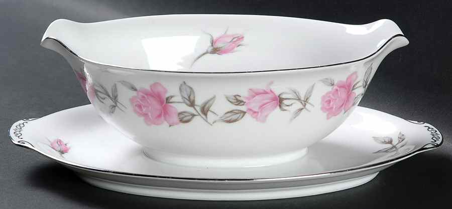 Rosetta Gravy Boat with Attached Underplate by Sango-1