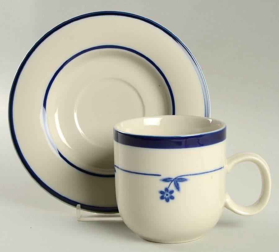 Sahara Blue Flat Cup & Saucer Set by Sango-1