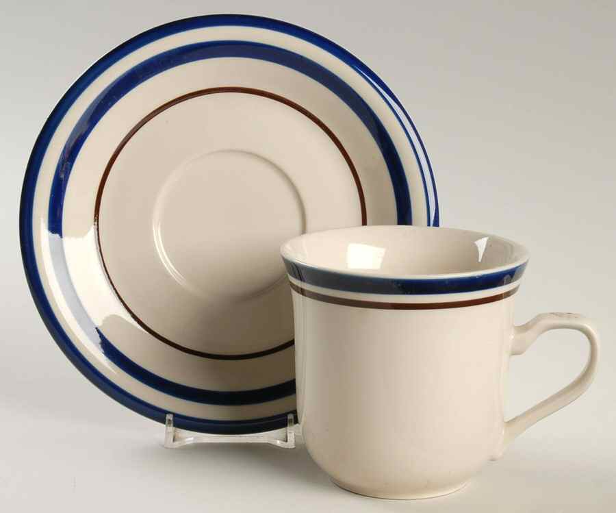 Saturn Blue Flat Cup & Saucer Set by Sango-1