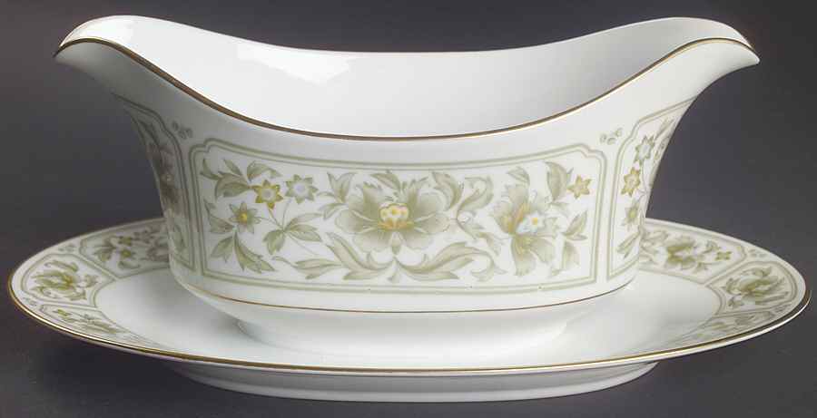 Savannah (Gold) Gravy Boat with Attached Underplate by Sango-1