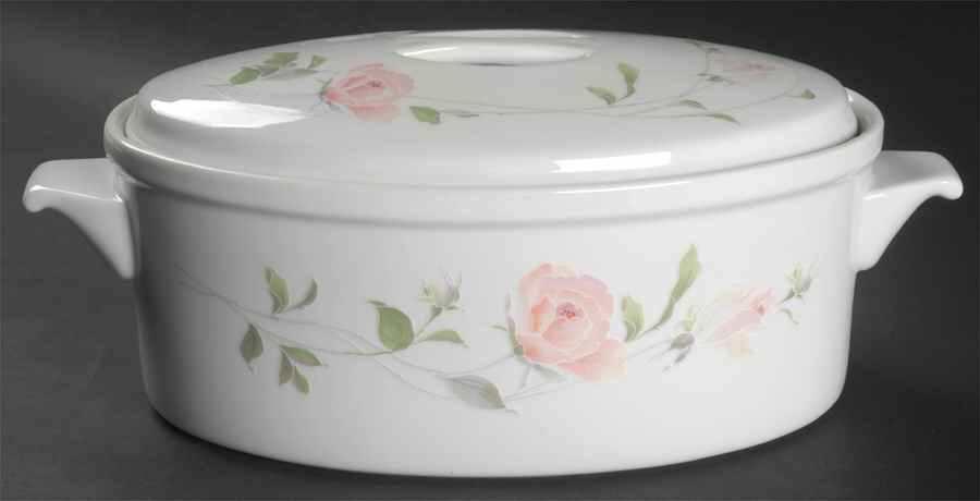 Sculpture Rose 3 Quart Oval Covered Casserole by Sango-1