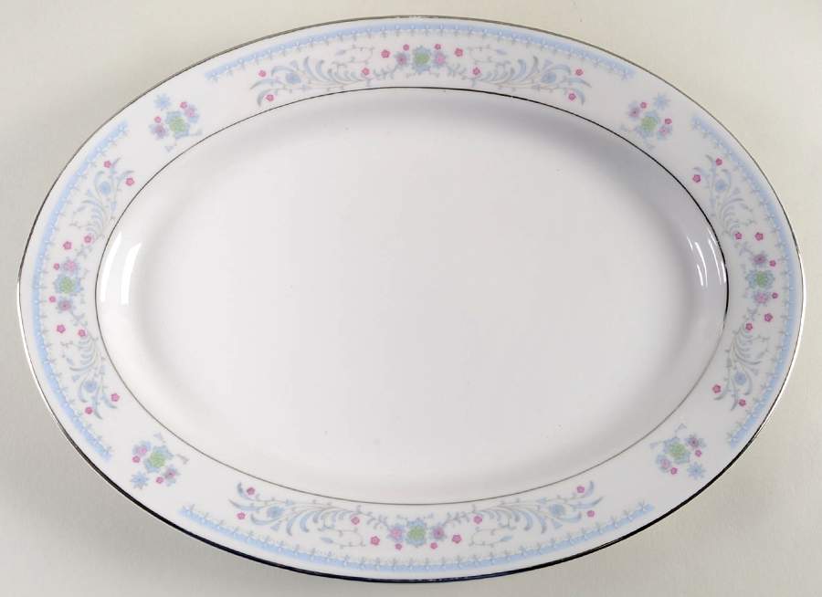 Serenade Light Blue 12" Oval Serving Platter by Sango-1