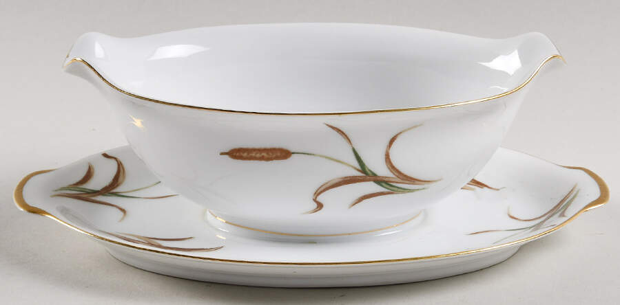 September Song Gravy Boat with Attached Underplate by Sango-1