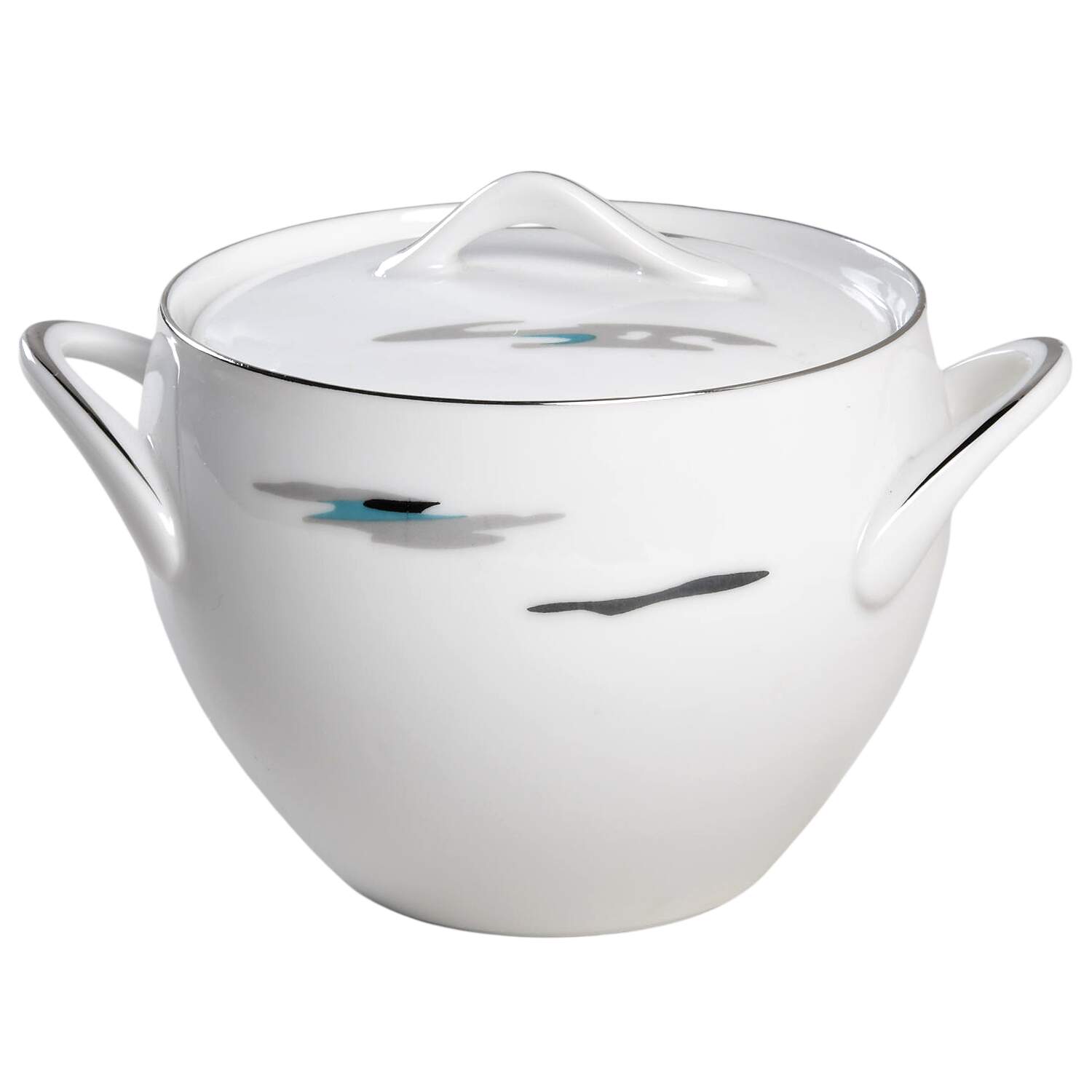 Silver Cloud (Platinum Trim) Sugar Bowl & Lid by Sango-1