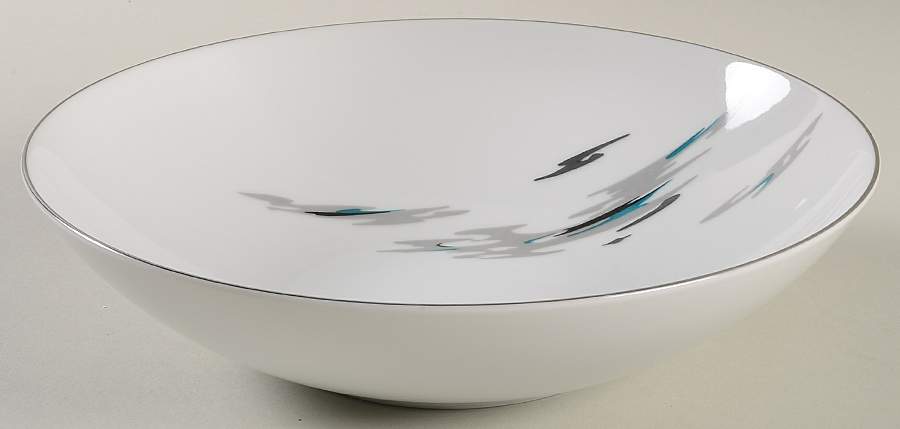 Silver Cloud (Platinum Trim) 9" Round Vegetable Bowl by Sango-1