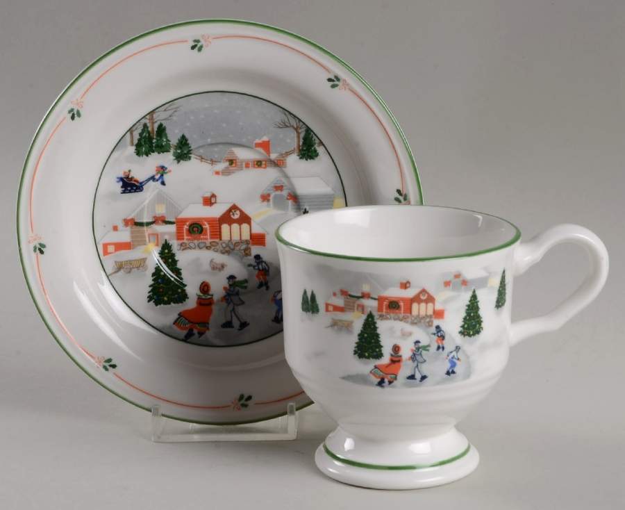 Silent Night Footed Cup & Saucer Set by Sango-1