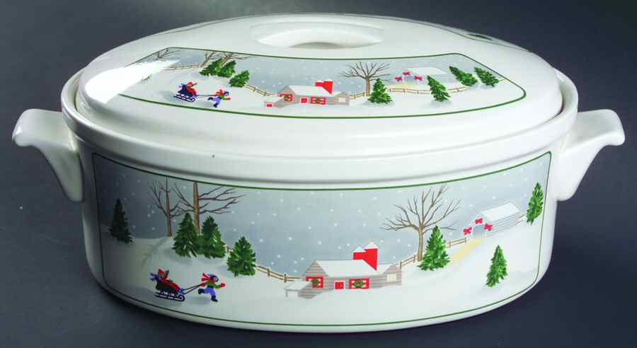 Silent Night 3 Quart Oval Covered Casserole by Sango-1