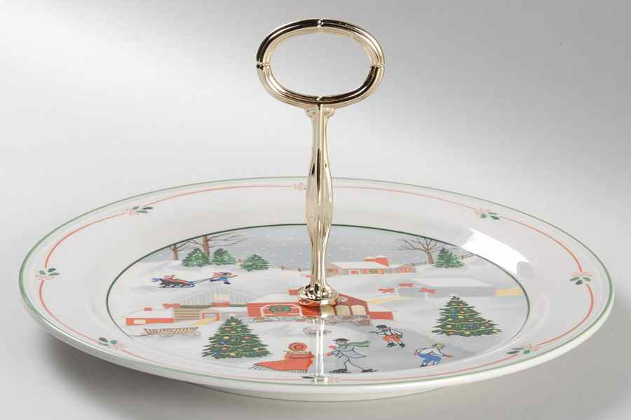 Silent Night Round Serving Plate with Handle (DP) by Sango-1