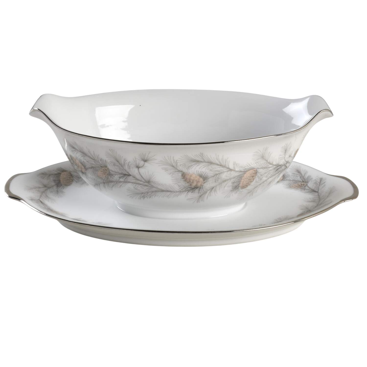 Sierra Pines (#6608) Gravy Boat with Attached Underplate by Sango-1
