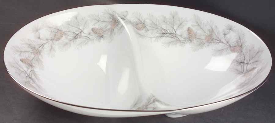 Sierra Pines (#6608) 11" Oval Divided Vegetable Bowl by Sango-1