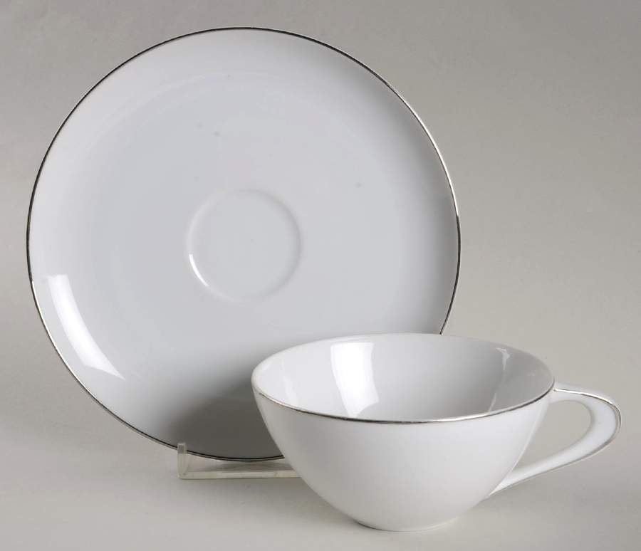 Silver Snow Flat Cup & Saucer Set by Sango-1