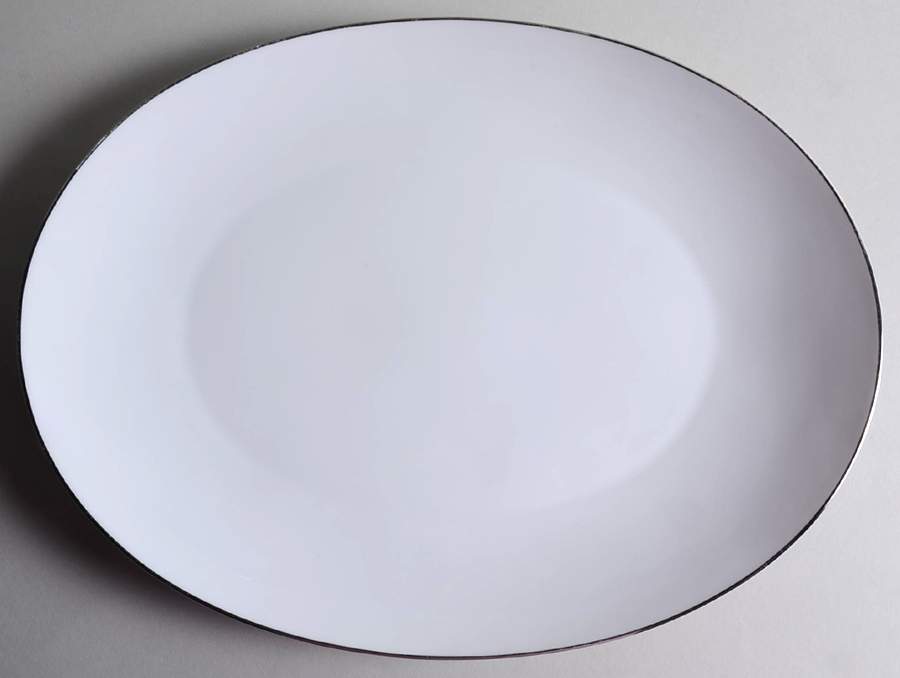 Silver Snow 15" Oval Serving Platter by Sango-1